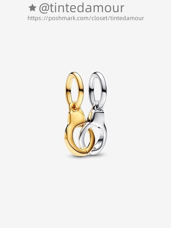 Pandora Openable & Splittable Handcuffs Dangle Charm|Two-tone - Picture 1 of 2
